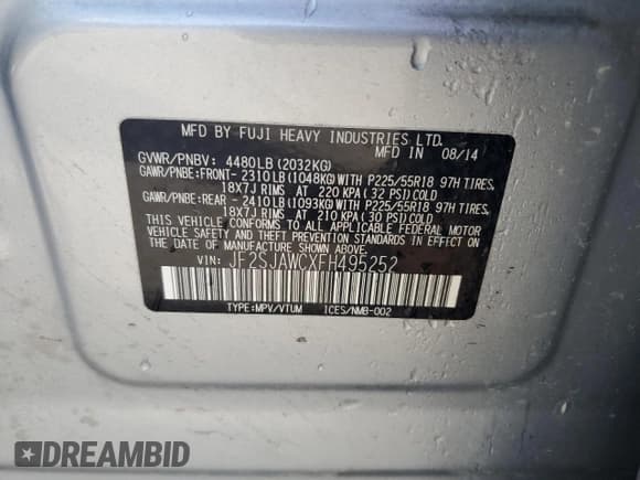 ✅ 2015 Subaru Forester Touring • VIN: JF2SJAWCXFH495252 • Лот: 92071515. Опубликован ранее на Copart с пробегом 142 081 миль. Бесплатный доступ к архиву аукционных продаж из США и подробный отчёт об истории автомобиля на DreamBid. Изображение 13.