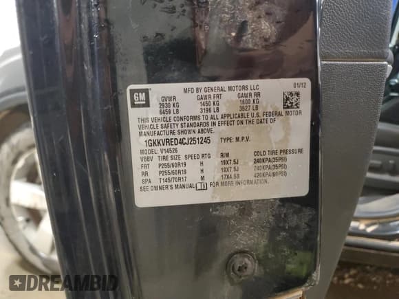 ✅ 2012 GMC Acadia SLT1 • VIN: 1GKKVRED4CJ251245 • Lot: 92087505. Wystawiony na Copart z przebiegiem 194 215 mil. Bezpłatny archiwum sprzedaży aukcyjnych z USA i szczegółowy raport historii pojazdu na DreamBid. Zdjęcie 13.