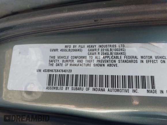 ✅ 2004 Subaru Legacy Outback • VIN: 4S3BH675X47640123 • Лот: 43869258. Опубликован ранее на IAAI с пробегом 294 399 миль. Бесплатный доступ к архиву аукционных продаж из США и подробный отчёт об истории автомобиля на DreamBid. Изображение 9.