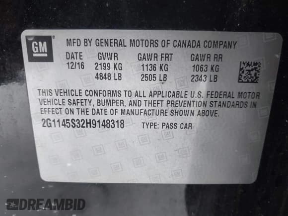 ✅ 2017 Chevrolet Impala Premier • VIN: 2G1145S32H9148318 • Lot: 43758863. Listed on IAAI with 93,536 mi. Free auction sales archive from the USA and detailed vehicle history report at DreamBid. Image 9.