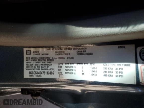 ✅ 2007 Chevrolet Colorado LS • VIN: 1GCCS149478113466 • Lot: 90485435. Wystawiony na Copart z przebiegiem 80 332 mil. Bezpłatny archiwum sprzedaży aukcyjnych z USA i szczegółowy raport historii pojazdu na DreamBid. Zdjęcie 13.