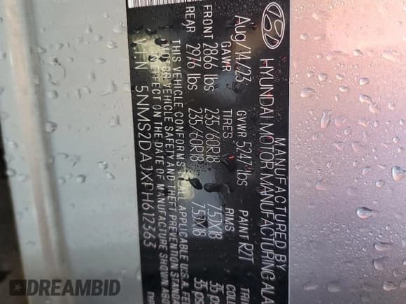 ✅ 2023 Hyundai Santa Fe SEL • VIN: 5NMS2DAJXPH612363 • Lot: 91600105. Wystawiony na Copart z przebiegiem 54 569 mil. Bezpłatny archiwum sprzedaży aukcyjnych z USA i szczegółowy raport historii pojazdu na DreamBid. Zdjęcie 13.