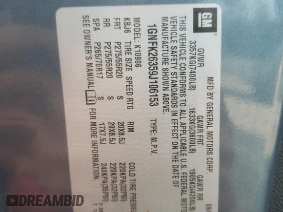 ✅ 2009 Chevrolet Suburban 2LT • VIN: 1GNFK26359J106153 • Lot: 68346734. Wystawiony na Copart z przebiegiem 150 176 mil. Bezpłatny archiwum sprzedaży aukcyjnych z USA i szczegółowy raport historii pojazdu na DreamBid. Zdjęcie 13.