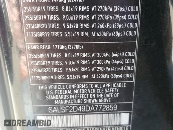 ✅ 2013 Land Rover Range Rover Sport HSE • VIN: SALSF2D49DA772859 • Lot: 89682785. Listed on Copart with 167,059 mi. Free auction sales archive from the USA and detailed vehicle history report at DreamBid. Image 14.