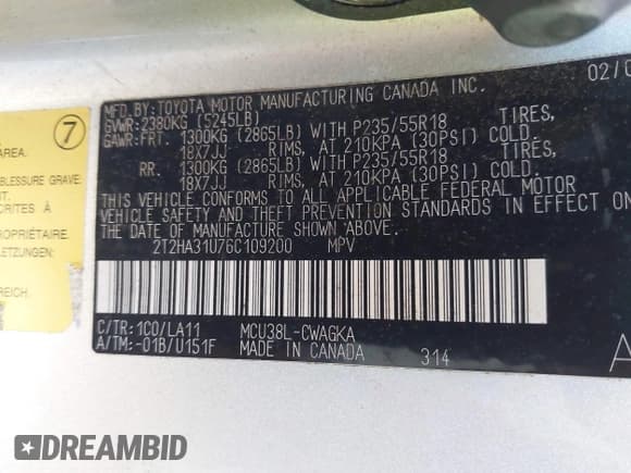 ✅ 2006 Lexus RX 330 • VIN: 2T2HA31U76C109200 • Лот: 43171220. Опубликован ранее на IAAI с пробегом 219 809 миль. Бесплатный доступ к архиву аукционных продаж из США и подробный отчёт об истории автомобиля на DreamBid. Изображение 9.