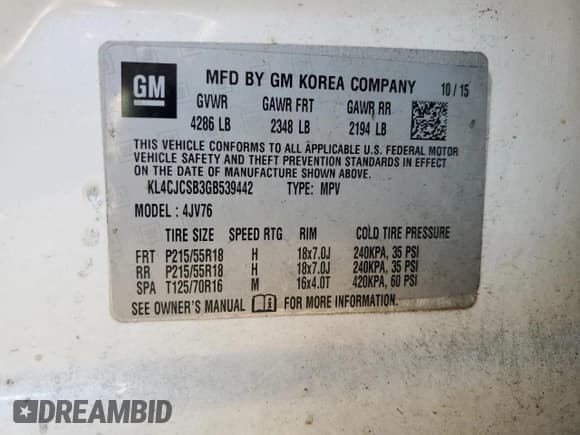 ✅ 2016 Buick Encore Leather • VIN: KL4CJCSB3GB539442 • Lot: 80116125. Listed on Copart with 122,406 mi. Free auction sales archive from the USA and detailed vehicle history report at DreamBid. Image 12.