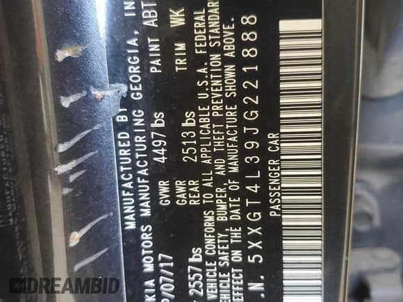 ✅ 2018 Kia Optima S • VIN: 5XXGT4L39JG221888 • Lot: 56732445. Listed on Copart with 70,722 mi. Free auction sales archive from the USA and detailed vehicle history report at DreamBid. Image 12.