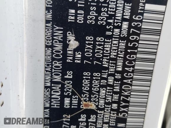 ✅ 2012 Hyundai Santa Fe Limited • VIN: 5XYZKDAG4CG159736 • Lot: 81399854. Listed on Copart with 230,825 mi. Free auction sales archive from the USA and detailed vehicle history report at DreamBid. Image 13.