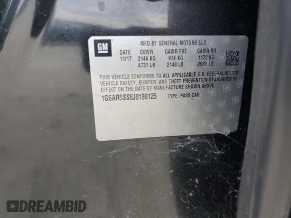 ✅ 2018 Cadillac CTS Luxury RWD • VIN: 1G6AR5SS8J0139125 • Лот: 64009625. Опубликован ранее на Copart с пробегом Не указан. Бесплатный доступ к архиву аукционных продаж из США и подробный отчёт об истории автомобиля на DreamBid. Изображение 13.