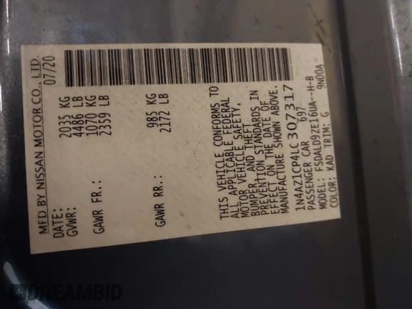 ✅ 2020 Nissan LEAF SV • VIN: 1N4AZ1CP4LC307317 • Lot: 40906972. Wystawiony na IAAI z przebiegiem 50 072 mil. Bezpłatny archiwum sprzedaży aukcyjnych z USA i szczegółowy raport historii pojazdu na DreamBid. Zdjęcie 9.