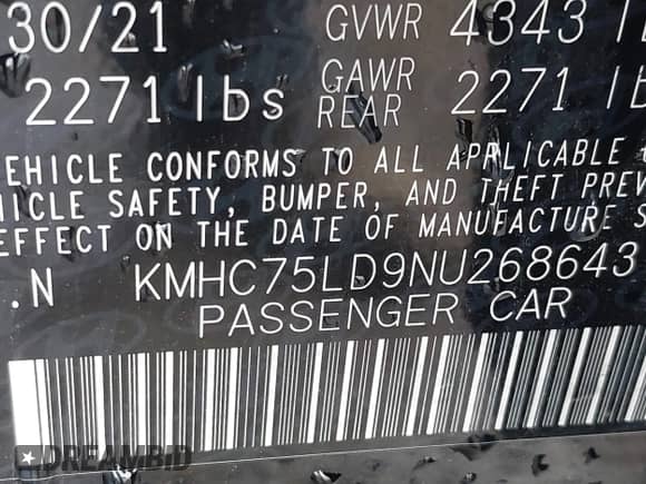 2022 Hyundai Ioniq SEL z VIN KMHC75LD9NU268643, wystawiony jako IAAI lot #43272941 z przebiegiem 93 832 mil mil oraz . Historia ofert i sprzedaży dostępna na DreamBid. Obrazek 9.