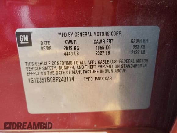 ✅ 2008 Chevrolet Malibu 2LT • VIN: 1G1ZJ57B08F248114 • Лот: 80856104. Опубликован ранее на Copart с пробегом 112 774 миль. Бесплатный доступ к архиву аукционных продаж из США и подробный отчёт об истории автомобиля на DreamBid. Изображение 13.