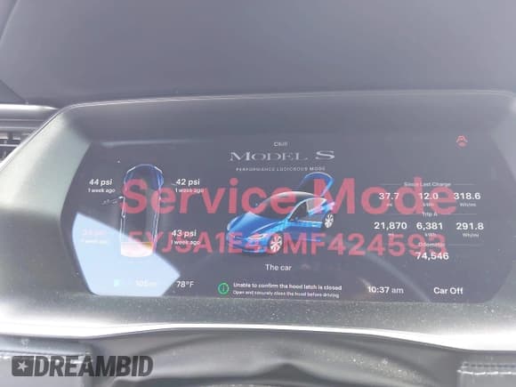 ✅ 2021 Tesla Model S Performance • VIN: 5YJSA1E43MF424593 • Lot: 42198084. Listed on IAAI with 74,546 mi. Free auction sales archive from the USA and detailed vehicle history report at DreamBid. Image 7.