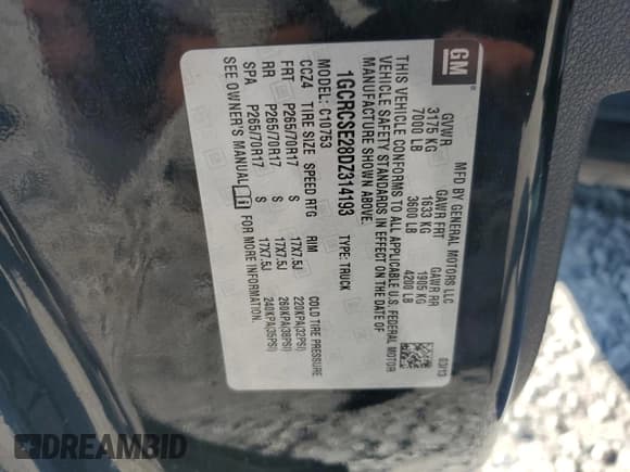 ✅ 2013 Chevrolet Silverado 1500 LT • VIN: 1GCRCSE28DZ314193 • Lot: 80496885. Listed on Copart with Not provided. Free auction sales archive from the USA and detailed vehicle history report at DreamBid. Image 12.