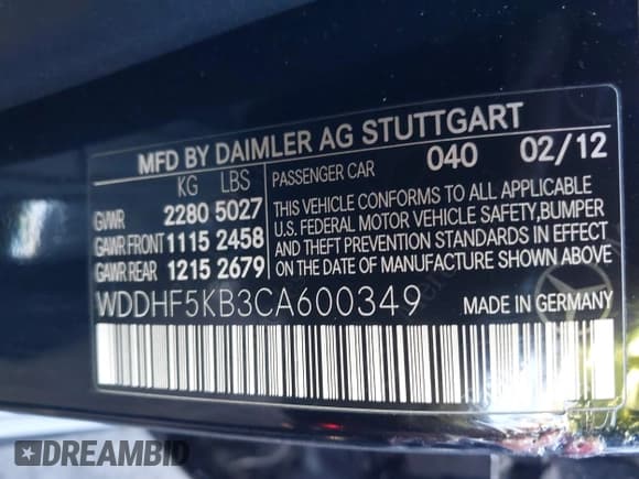 ✅ 2012 Mercedes-Benz E 350 Luxury • VIN: WDDHF5KB3CA600349 • Lot: 43595359. Wystawiony na IAAI z przebiegiem 150 583 mil. Bezpłatny archiwum sprzedaży aukcyjnych z USA i szczegółowy raport historii pojazdu na DreamBid. Zdjęcie 9.