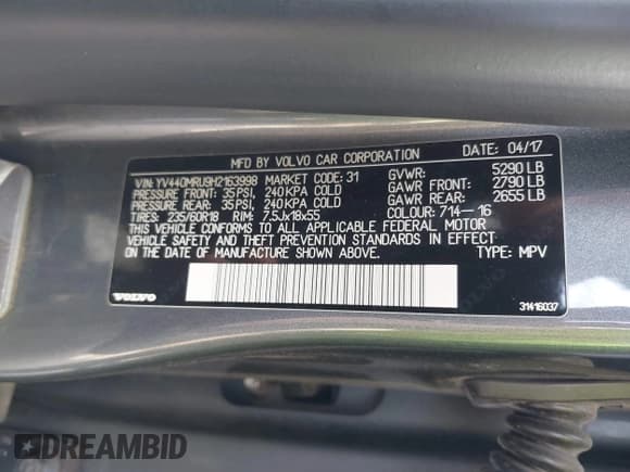 ✅ 2017 Volvo XC60 Inscription • VIN: YV440MRU9H2163998 • Lot: 42702958. Wystawiony na IAAI z przebiegiem 110 605 mil. Bezpłatny archiwum sprzedaży aukcyjnych z USA i szczegółowy raport historii pojazdu na DreamBid. Zdjęcie 9.