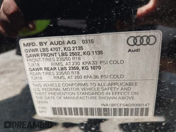 ✅ 2016 Audi Q3 Premium Plus • VIN: WA1BFCFS4GR000147 • Lot: 42689917. Wystawiony na IAAI z przebiegiem 83 429 mil. Bezpłatny archiwum sprzedaży aukcyjnych z USA i szczegółowy raport historii pojazdu na DreamBid. Zdjęcie 9.