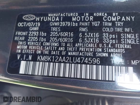 ✅ 2020 Hyundai Kona SE • VIN: KM8K12AA2LU474596 • Лот: 43411037. Опубликован ранее на IAAI с пробегом 98 306 миль. Бесплатный доступ к архиву аукционных продаж из США и подробный отчёт об истории автомобиля на DreamBid. Изображение 9.