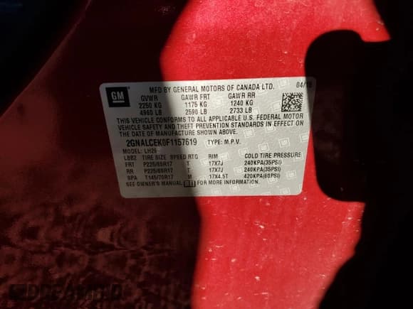 ✅ 2015 Chevrolet Equinox LT • VIN: 2GNALCEK0F1157619 • Лот: 89842275. Опубликован ранее на Copart с пробегом 92 584 миль. Бесплатный доступ к архиву аукционных продаж из США и подробный отчёт об истории автомобиля на DreamBid. Изображение 13.