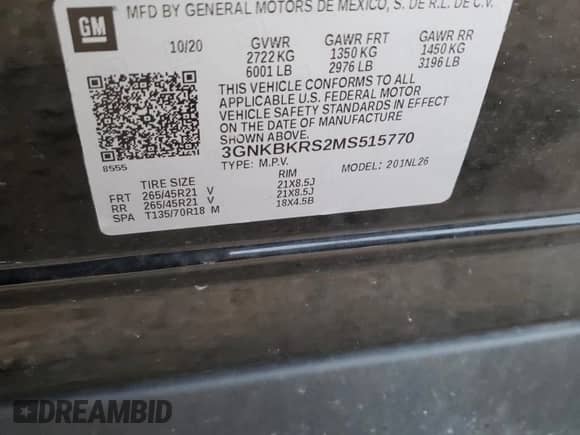 2021 Chevrolet Blazer RS z VIN 3GNKBKRS2MS515770, wystawiony jako Copart lot #58740134 z przebiegiem Nie podano mil oraz Szkoda całkowita • Salvage title. Historia ofert i sprzedaży dostępna na DreamBid. Obrazek 12.