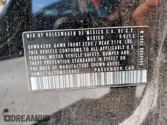 ✅ 2013 Volkswagen Jetta TDI w/Premium • VIN: 3VWLL7AJ7DM376862 • Лот: 59192445. Опубликован ранее на Copart с пробегом 163 224 миль. Бесплатный доступ к архиву аукционных продаж из США и подробный отчёт об истории автомобиля на DreamBid. Изображение 12.