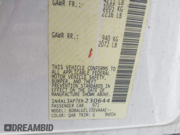 ✅ 2014 Nissan Altima SL • VIN: 1N4AL3AP7EN230644 • Лот: 43533630. Опубликован ранее на IAAI с пробегом 142 987 миль. Бесплатный доступ к архиву аукционных продаж из США и подробный отчёт об истории автомобиля на DreamBid. Изображение 9.