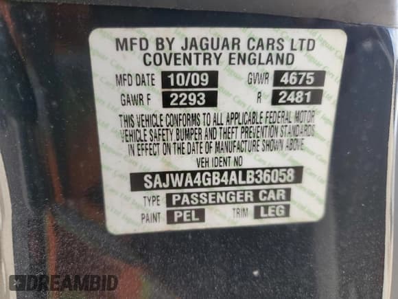 ✅ 2010 Jaguar XK • VIN: SAJWA4GB4ALB36058 • Лот: 89578525. Опубликован ранее на Copart с пробегом 33 891 миль. Бесплатный доступ к архиву аукционных продаж из США и подробный отчёт об истории автомобиля на DreamBid. Изображение 12.