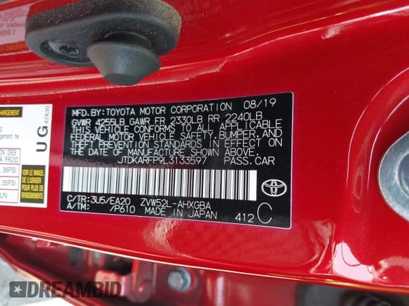 ✅ 2020 Toyota Prius LE • VIN: JTDKARFP9L3133597 • Лот: 42564095. Опубликован ранее на IAAI с пробегом 67 257 миль. Бесплатный доступ к архиву аукционных продаж из США и подробный отчёт об истории автомобиля на DreamBid. Изображение 9.