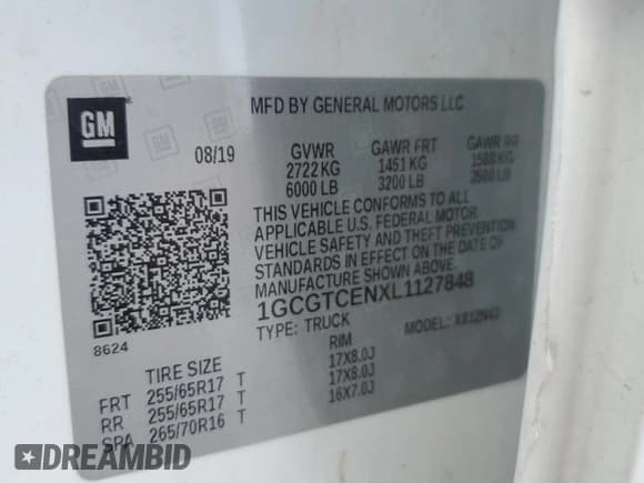 ✅ 2020 Chevrolet Colorado 4WD LT • VIN: 1GCGTCENXL1127848 • Лот: 68958955. Опубликован ранее на Copart с пробегом 84 640 миль. Бесплатный доступ к архиву аукционных продаж из США и подробный отчёт об истории автомобиля на DreamBid. Изображение 12.