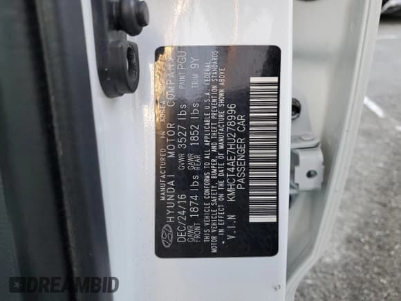 ✅ 2017 Hyundai Accent SE • VIN: KMHCT4AE7HU278996 • Лот: 79924804. Опубликован ранее на Copart с пробегом 66 614 миль. Бесплатный доступ к архиву аукционных продаж из США и подробный отчёт об истории автомобиля на DreamBid. Изображение 13.