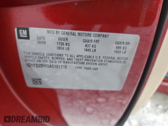 ✅ 2010 Chevrolet Corvette Grand Sport 3LT • VIN: 1G1YS2DW3A5101716 • Lot: 75716624. Listed on Copart with 48,822 mi. Free auction sales archive from the USA and detailed vehicle history report at DreamBid. Image 12.