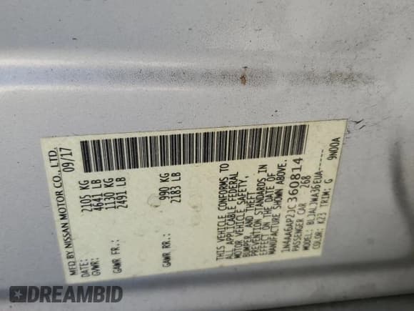 ✅ 2018 Nissan Maxima SV • VIN: 1N4AA6AP2JC360814 • Lot: 71787985. Wystawiony na Copart z przebiegiem 77 515 mil. Bezpłatny archiwum sprzedaży aukcyjnych z USA i szczegółowy raport historii pojazdu na DreamBid. Zdjęcie 12.