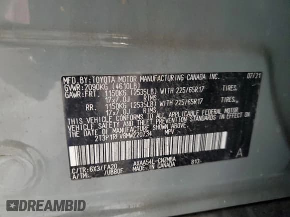 ✅ 2021 Toyota RAV4 XLE • VIN: 2T3P1RFV8MW220734 • Лот: 92499545. Опубликован ранее на Copart с пробегом 41 288 миль. Бесплатный доступ к архиву аукционных продаж из США и подробный отчёт об истории автомобиля на DreamBid. Изображение 14.