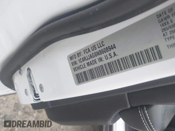 ✅ 2022 Jeep Grand Cherokee Altitude • VIN: 1C4RJJAG6N8608944 • Lot: 41423313. Listed on IAAI with 53,086 mi. Free auction sales archive from the USA and detailed vehicle history report at DreamBid. Image 9.