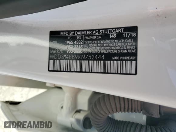 ✅ 2019 Mercedes-Benz CLA 250 • VIN: WDDSJ4EB9KN752444 • Лот: 91581925. Опубликован ранее на Copart с пробегом 73 888 миль. Бесплатный доступ к архиву аукционных продаж из США и подробный отчёт об истории автомобиля на DreamBid. Изображение 13.