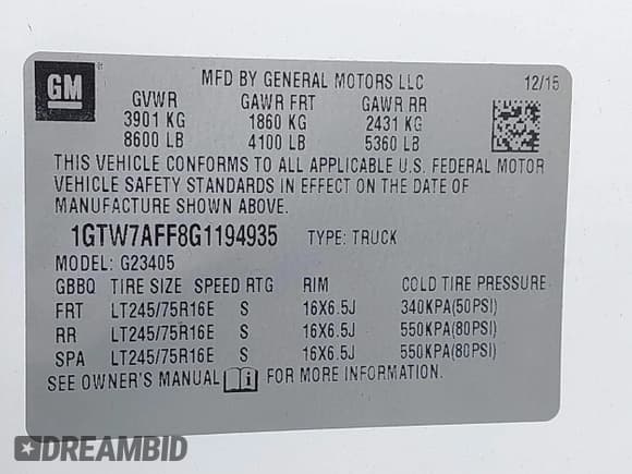 ✅ 2016 GMC Savana Cargo • VIN: 1GTW7AFF8G1194935 • Лот: 41843488. Опубликован ранее на IAAI с пробегом 164 441 миль. Бесплатный доступ к архиву аукционных продаж из США и подробный отчёт об истории автомобиля на DreamBid. Изображение 9.