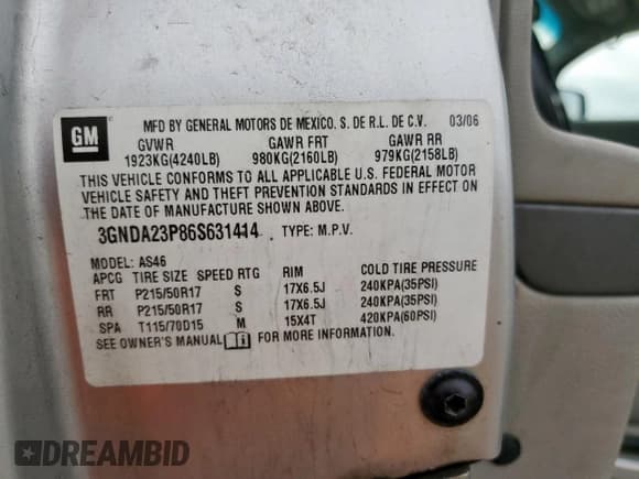 ✅ 2006 Chevrolet HHR LT • VIN: 3GNDA23P86S631414 • Lot: 48545875. Listed on Copart with 202,510 mi. Free auction sales archive from the USA and detailed vehicle history report at DreamBid. Image 14.