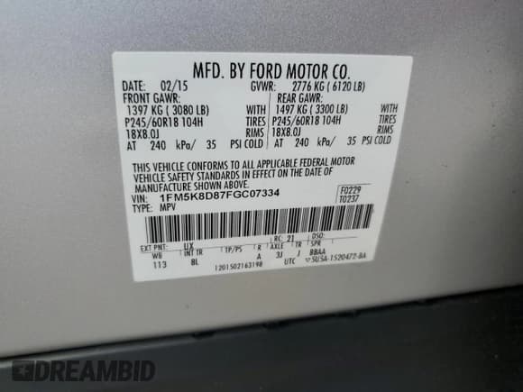 ✅ 2015 Ford Explorer XLT • VIN: 1FM5K8D87FGC07334 • Lot: 54165434. Wystawiony na Copart z przebiegiem Nie podano. Bezpłatny archiwum sprzedaży aukcyjnych z USA i szczegółowy raport historii pojazdu na DreamBid. Zdjęcie 13.