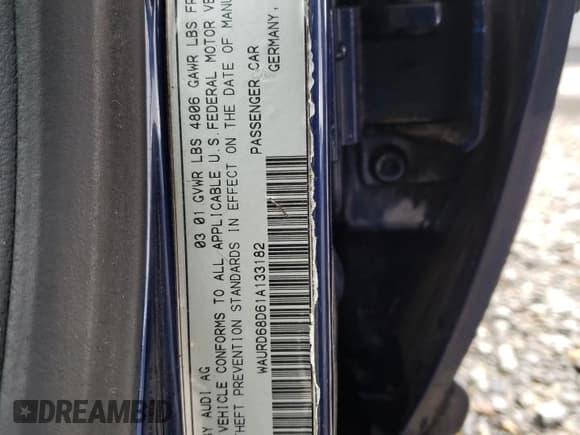 ✅ 2001 Audi S4 • VIN: WAURD68D61A133182 • Lot: 46360985. Wystawiony na Copart z przebiegiem 221 354 mil. Bezpłatny archiwum sprzedaży aukcyjnych z USA i szczegółowy raport historii pojazdu na DreamBid. Zdjęcie 12.