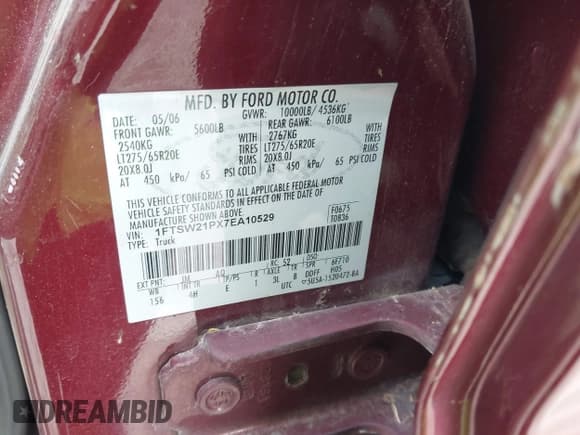 ✅ 2007 Ford F-250 XL • VIN: 1FTSW21PX7EA10529 • Lot: 43679829. Listed on IAAI with 345,175 mi. Free auction sales archive from the USA and detailed vehicle history report at DreamBid. Image 9.