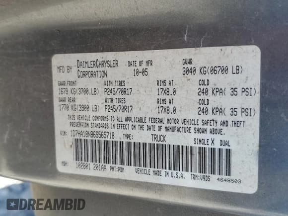 ✅ 2006 Dodge 1500 SLT • VIN: 1D7HA18N86S565718 • Лот: 70899355. Опубликован ранее на Copart с пробегом 180 596 миль. Бесплатный доступ к архиву аукционных продаж из США и подробный отчёт об истории автомобиля на DreamBid. Изображение 12.