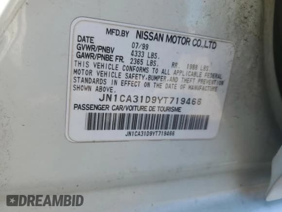 ✅ 2000 Nissan Maxima GXE • VIN: JN1CA31D9YT719466 • Lot: 84971065. Wystawiony na Copart z przebiegiem 148 614 mil. Bezpłatny archiwum sprzedaży aukcyjnych z USA i szczegółowy raport historii pojazdu na DreamBid. Zdjęcie 12.