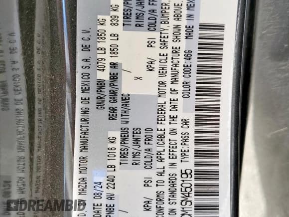 ✅ 2025 Mazda 3 S Preferred • VIN: 3MZBPACM1SM450195 • Lot: 67138405. Wystawiony na Copart z przebiegiem 10 368 mil. Bezpłatny archiwum sprzedaży aukcyjnych z USA i szczegółowy raport historii pojazdu na DreamBid. Zdjęcie 12.