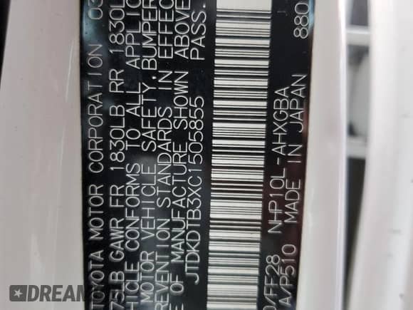 2012 Toyota Prius Two z VIN JTDKDTB3XC1505855, wystawiony jako Copart lot #63186005 z przebiegiem 154 318 mil mil oraz Szkoda całkowita • Salvage title. Historia ofert i sprzedaży dostępna na DreamBid. Obrazek 14.