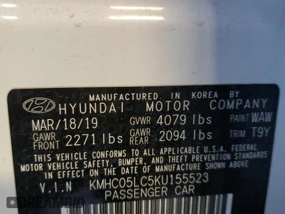 ✅ 2019 Hyundai Ioniq Limited • VIN: KMHC05LC5KU155523 • Lot: 88932875. Wystawiony na Copart z przebiegiem 71 599 mil. Bezpłatny archiwum sprzedaży aukcyjnych z USA i szczegółowy raport historii pojazdu na DreamBid. Zdjęcie 15.