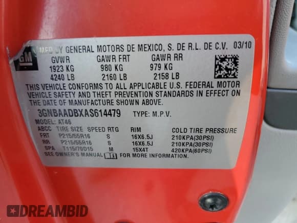 ✅ 2010 Chevrolet HHR LS • VIN: 3GNBAADBXAS614479 • Лот: 85796004. Опубликован ранее на Copart с пробегом 94 039 миль. Бесплатный доступ к архиву аукционных продаж из США и подробный отчёт об истории автомобиля на DreamBid. Изображение 13.