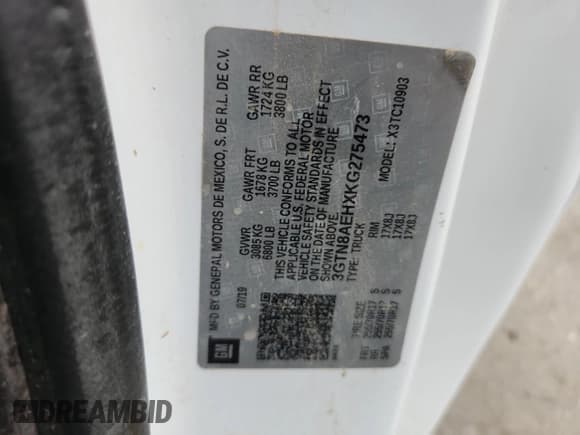 ✅ 2019 GMC Sierra 1500 • VIN: 3GTN8AEHXKG275473 • Лот: 89913155. Опубликован ранее на Copart с пробегом 97 869 миль. Бесплатный доступ к архиву аукционных продаж из США и подробный отчёт об истории автомобиля на DreamBid. Изображение 12.