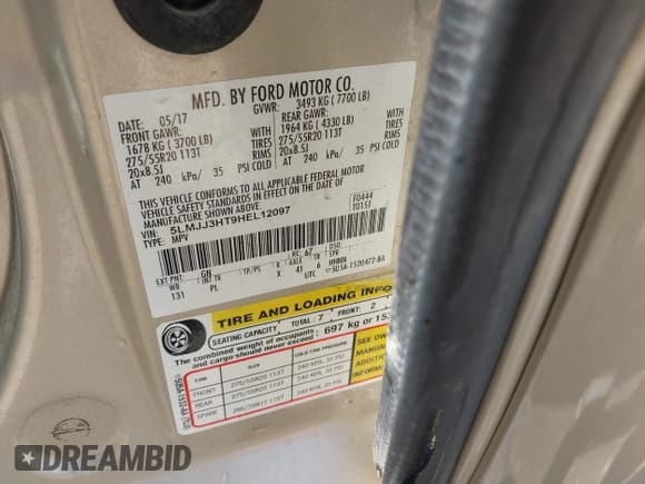 ✅ 2017 Lincoln Navigator • VIN: 5LMJJ3HT9HEL12097 • Lot: 42016473. Wystawiony na IAAI z przebiegiem 132 476 mil. Bezpłatny archiwum sprzedaży aukcyjnych z USA i szczegółowy raport historii pojazdu na DreamBid. Zdjęcie 9.