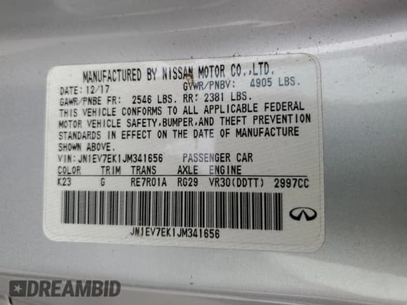 ✅ 2018 Infiniti Q60 Sport • VIN: JN1EV7EK1JM341656 • Лот: 48208455. Опубликован ранее на Copart с пробегом 77 672 миль. Бесплатный доступ к архиву аукционных продаж из США и подробный отчёт об истории автомобиля на DreamBid. Изображение 12.