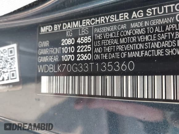 ✅ 2003 Mercedes-Benz CLK 430 • VIN: WDBLK70G33T135360 • Lot: 43767166. Listed on IAAI with 89,358 mi. Free auction sales archive from the USA and detailed vehicle history report at DreamBid. Image 9.